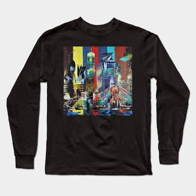 City of New York America Abstract 629 Long Sleeve T-Shirt by artsale